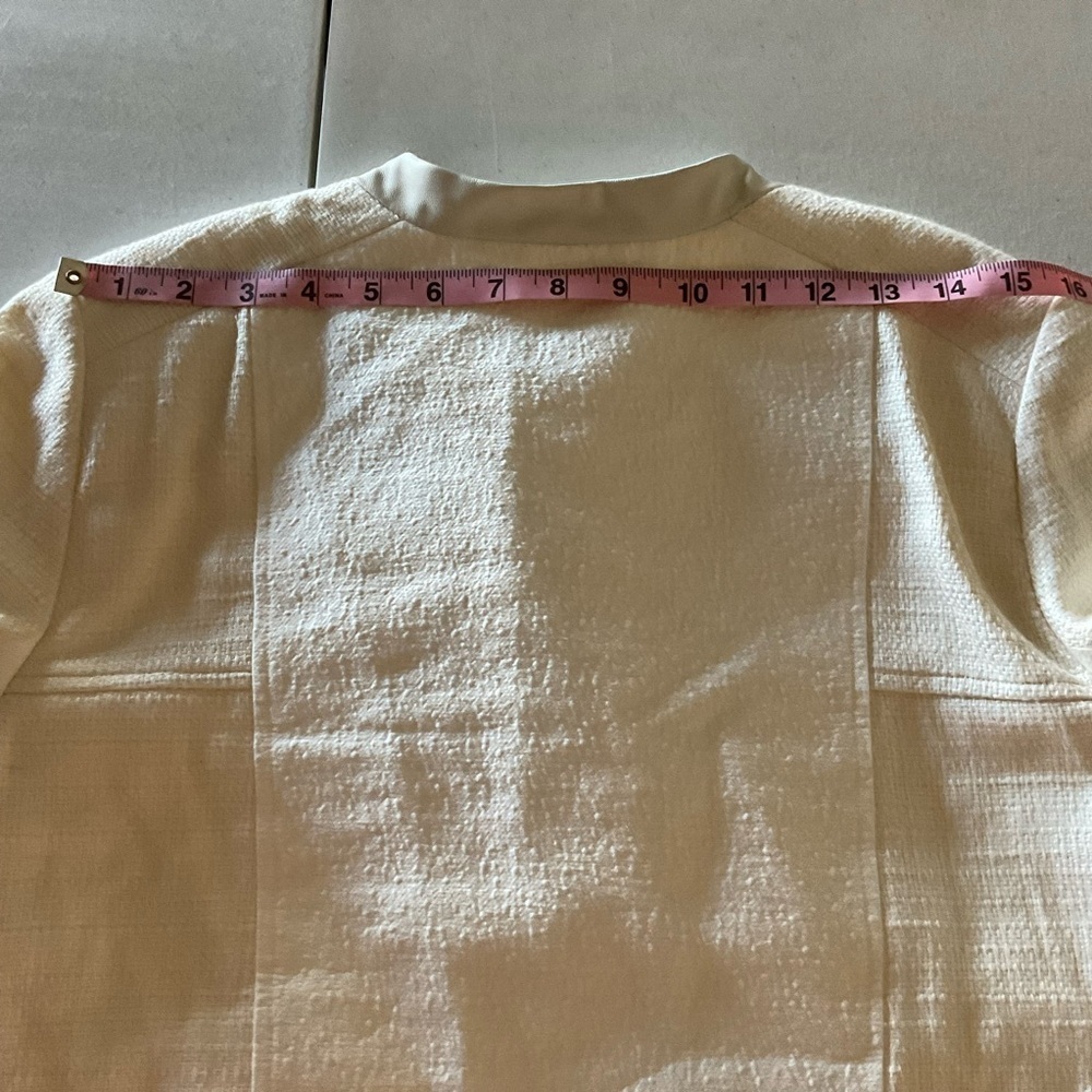 Chico’s Moto Jacket Mixed Media Fabric Zip Closure Ivory Size M (8) Chico's 1 - Picture 9 of 15
